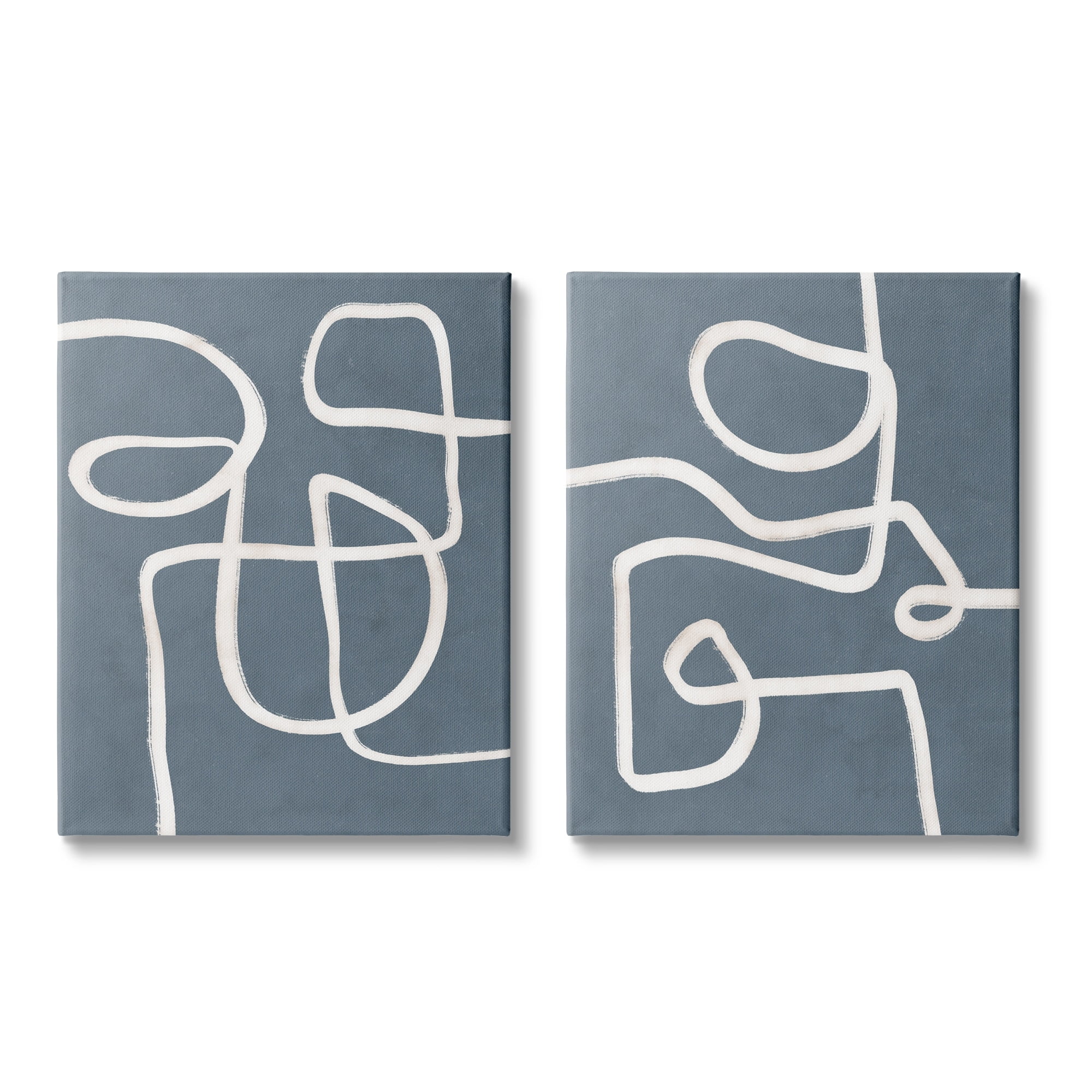 Stupell Industries Abstract Squiggle Design Modern Soft Fluid Lines Graphic Art Gallery Wrapped Canvas Print Wall Art, Set of 2, Design by Nina Blue