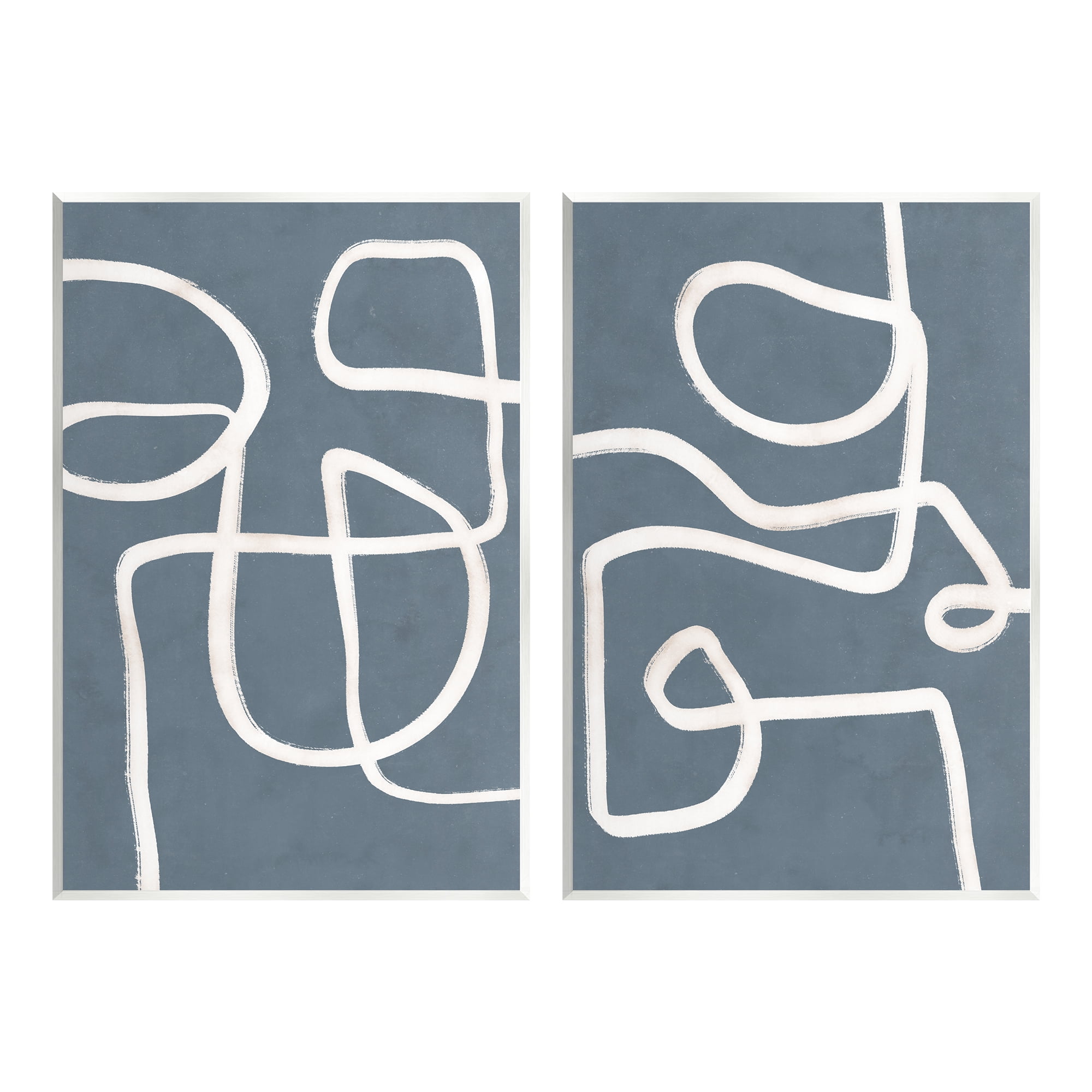 Stupell Industries Abstract Squiggle Design Modern Soft Fluid Lines Graphic Art Unframed Art Print Wall Art, Set of 2, Design by Nina Blue