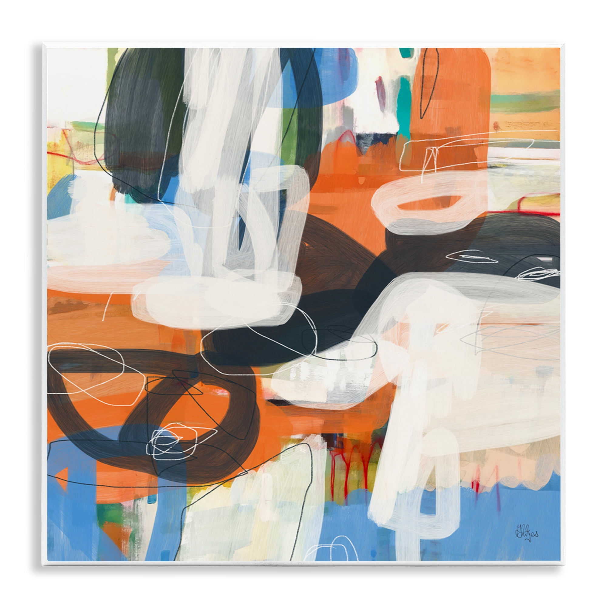 Stupell Industries Abstract Squiggle Distortion Abstract Painting Unframed Art Print Wall Art, 12 x 12