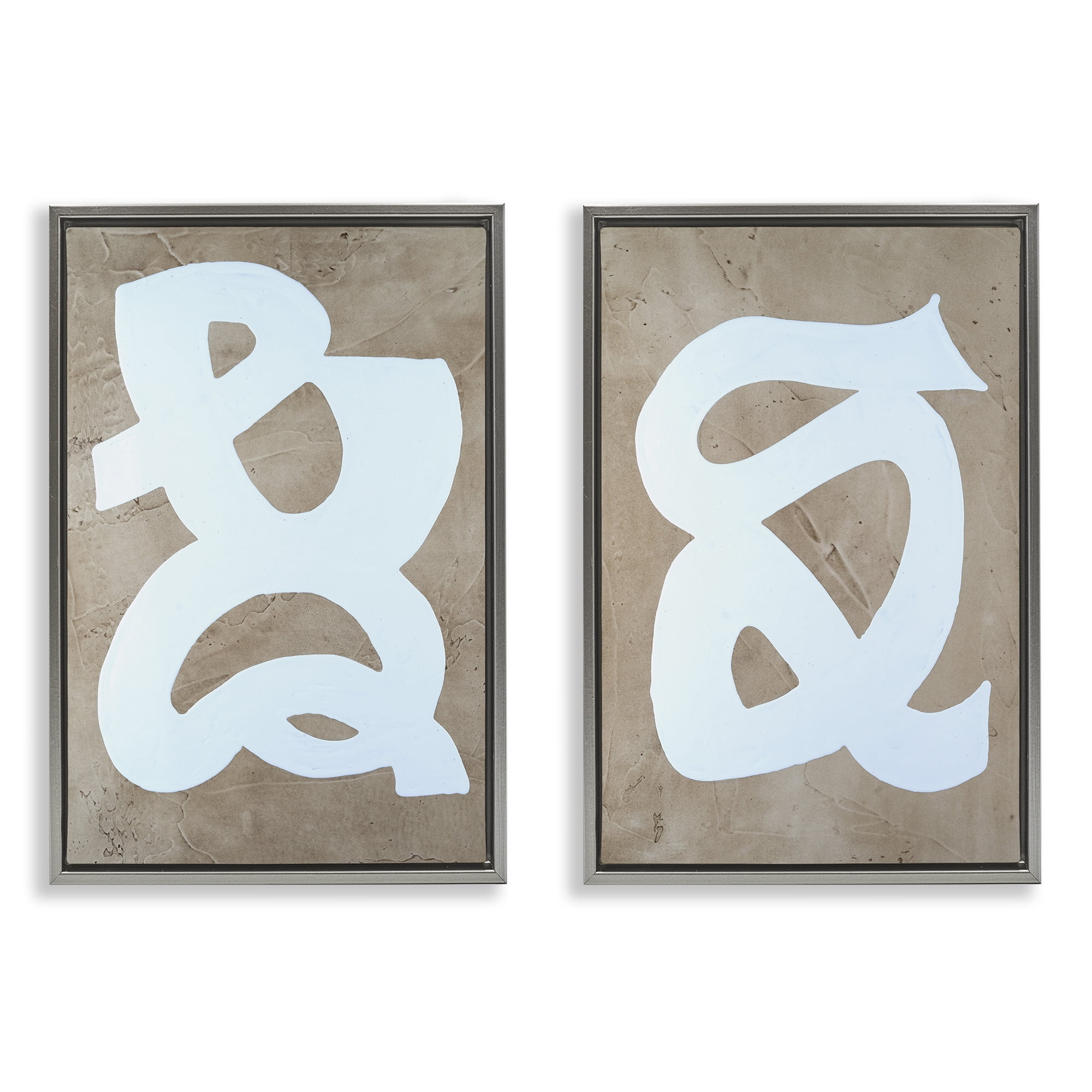 Stupell Industries Abstract Squiggle Line Abstract Painting Gray Floater Framed Canvas Art Print Wall Art, 21 x 31, Set of 2