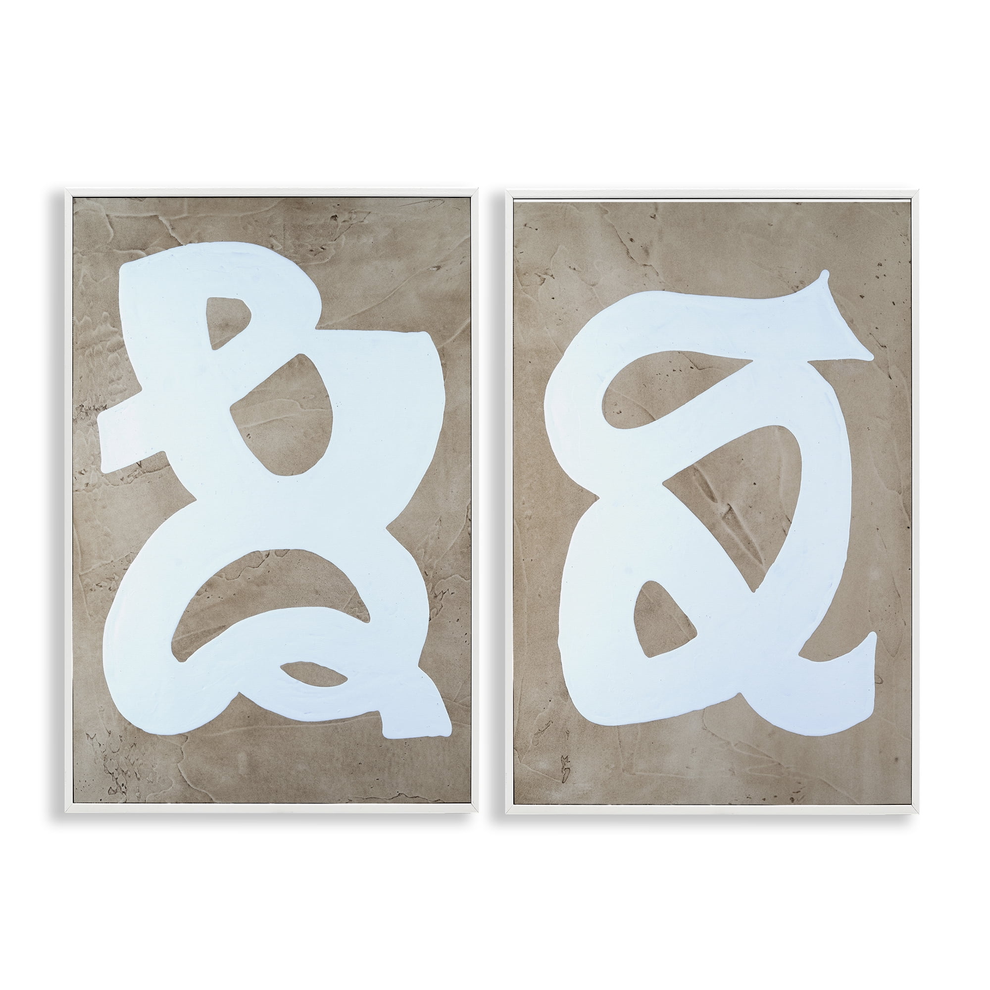 Stupell Industries Abstract Squiggle Line Abstract Painting White Framed Art Print Wall Art, 20 x 30, Set of 2