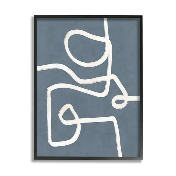 Stupell Industries Abstract Squiggle Shape Contemporary Paint Stroke Design Graphic Art Black Framed Art Print Wall Art, Design by Nina Blue
