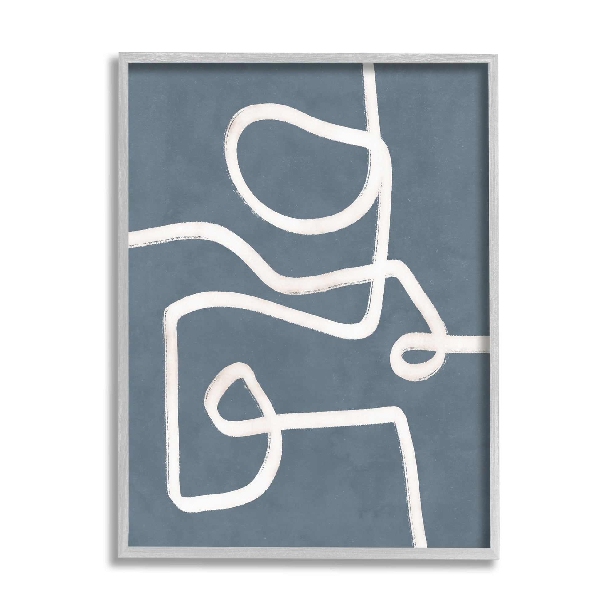 Stupell Industries Abstract Squiggle Shape Contemporary Paint Stroke Design Graphic Art Gray Framed Art Print Wall Art, Design by Nina Blue
