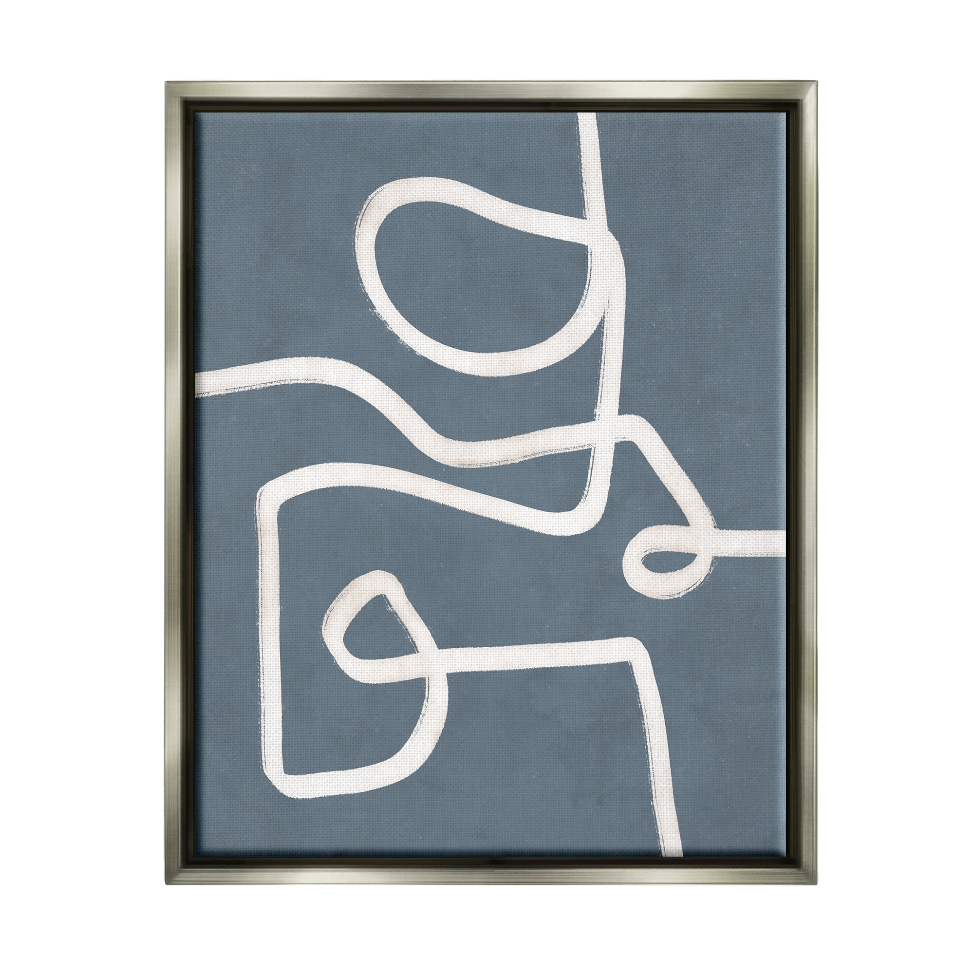 Stupell Industries Abstract Squiggle Shape Contemporary Paint Stroke Design Graphic Art Luster Gray Floating Framed Canvas Print Wall Art, Design by Nina Blue