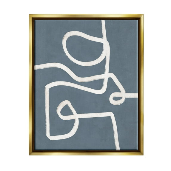 Stupell Industries Abstract Squiggle Shape Contemporary Paint Stroke Design Graphic Art Metallic Gold Floating Framed Canvas Print Wall Art, Design by Nina Blue
