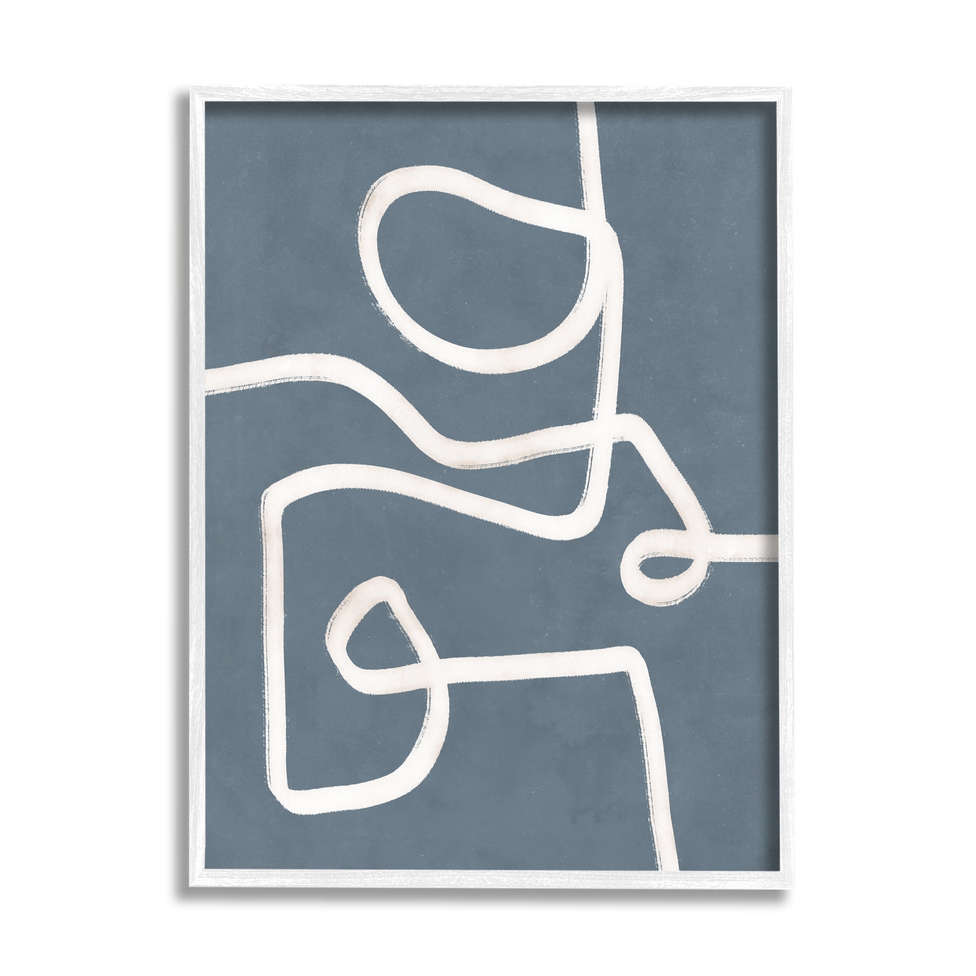 Stupell Industries Abstract Squiggle Shape Contemporary Paint Stroke Design Graphic Art White Framed Art Print Wall Art, Design by Nina Blue