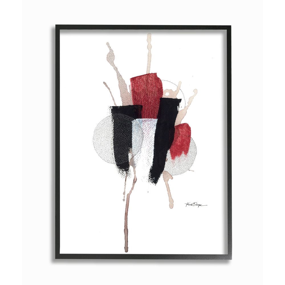 Stupell Industries Abstract Stained Pointillism Centric Circle Design Framed Wall Art Design by Kim Rupe, 11" x 14", Black Framed