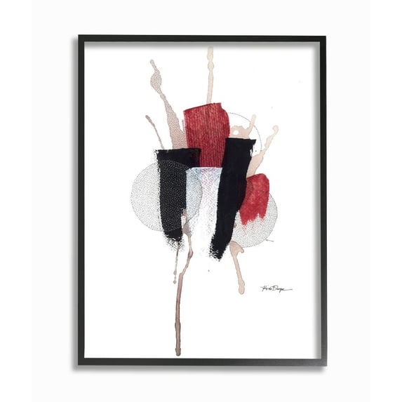 Stupell Industries Abstract Stained Pointillism Centric Circle Design Framed Wall Art Design by Kim Rupe, 16" x 20", Black Framed