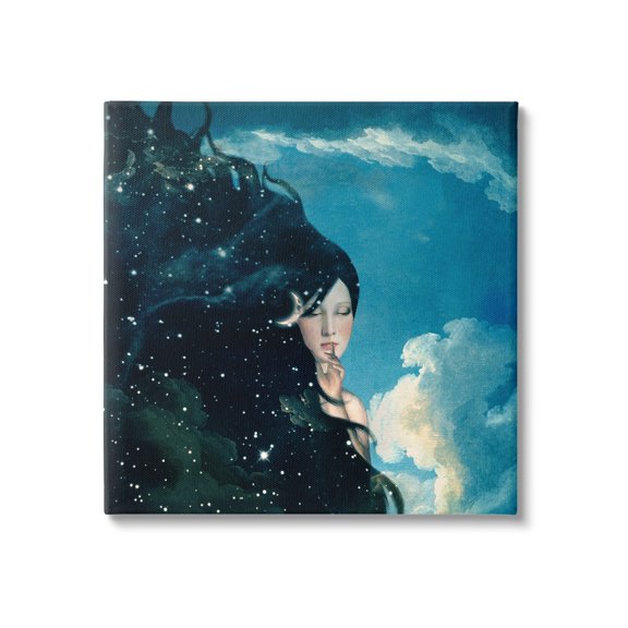 Stupell Industries Abstract Starry Night Sky Hair Daytime Clouds Canvas Wall Art, 17 x 17, Design by Paula Belle Flores
