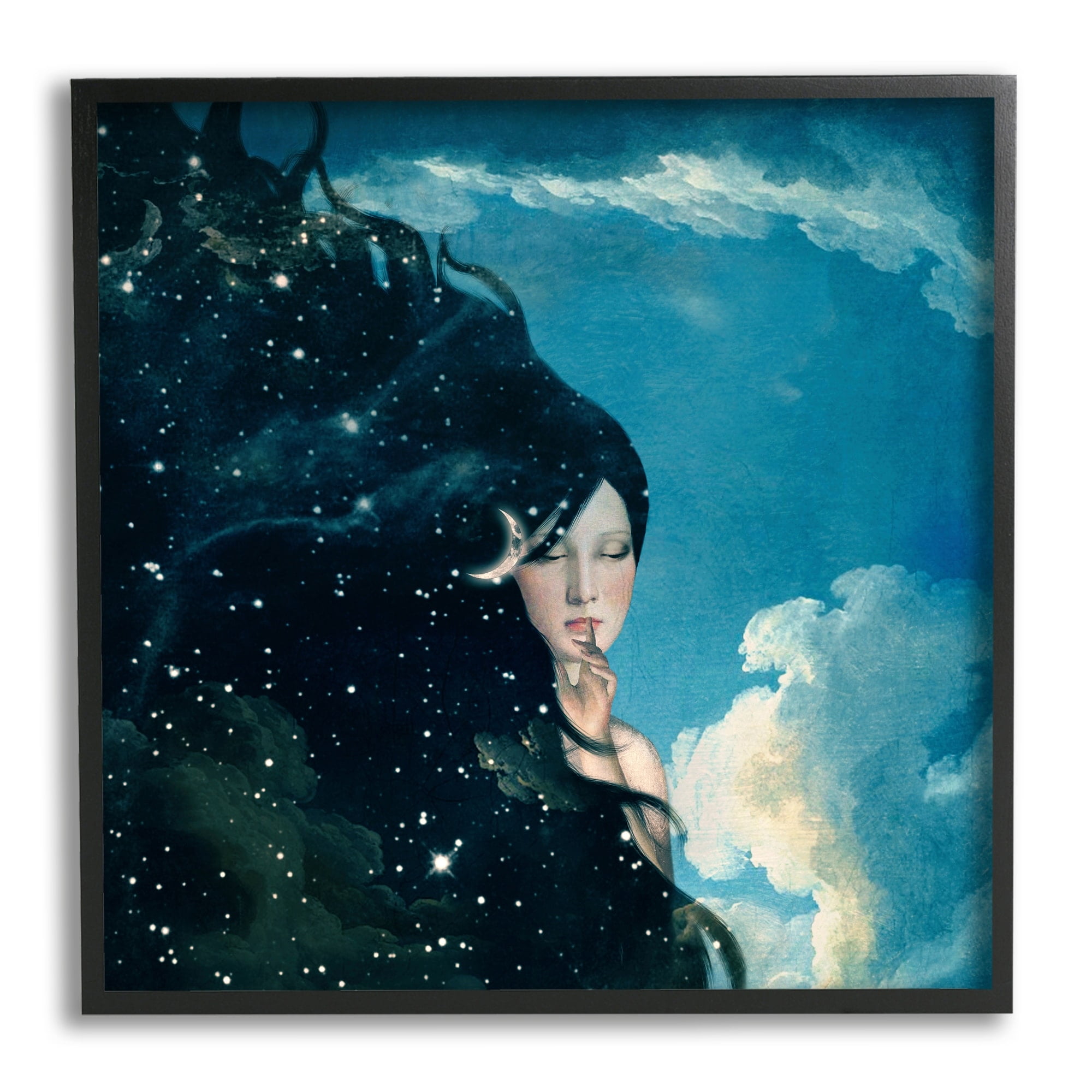 Abstract Starry Night Sky Hair Daytime Clouds Novelty Painting Framed Art Print Wall Art