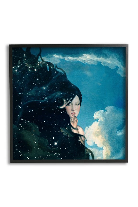 Abstract Starry Night Sky Hair Daytime Clouds Novelty Painting Framed Art Print Wall Art