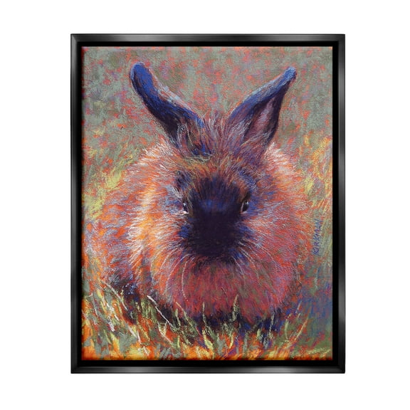 Stupell Industries Abstract Stippled Rabbit Animals & Insects Painting Black Floater Framed Canvas Art Print Wall Art, 17 x 21