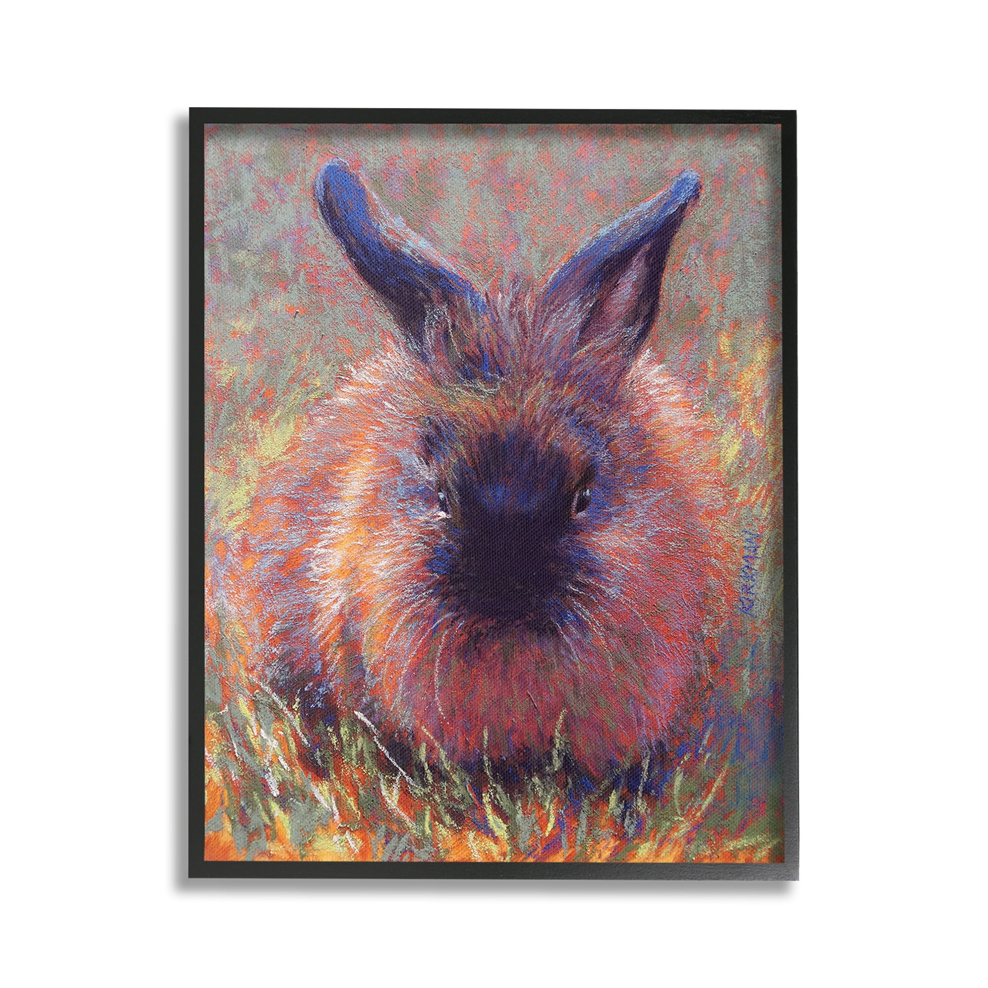 Stupell Industries Abstract Stippled Rabbit Animals & Insects Painting Black Framed Art Print Wall Art, 16 x 20
