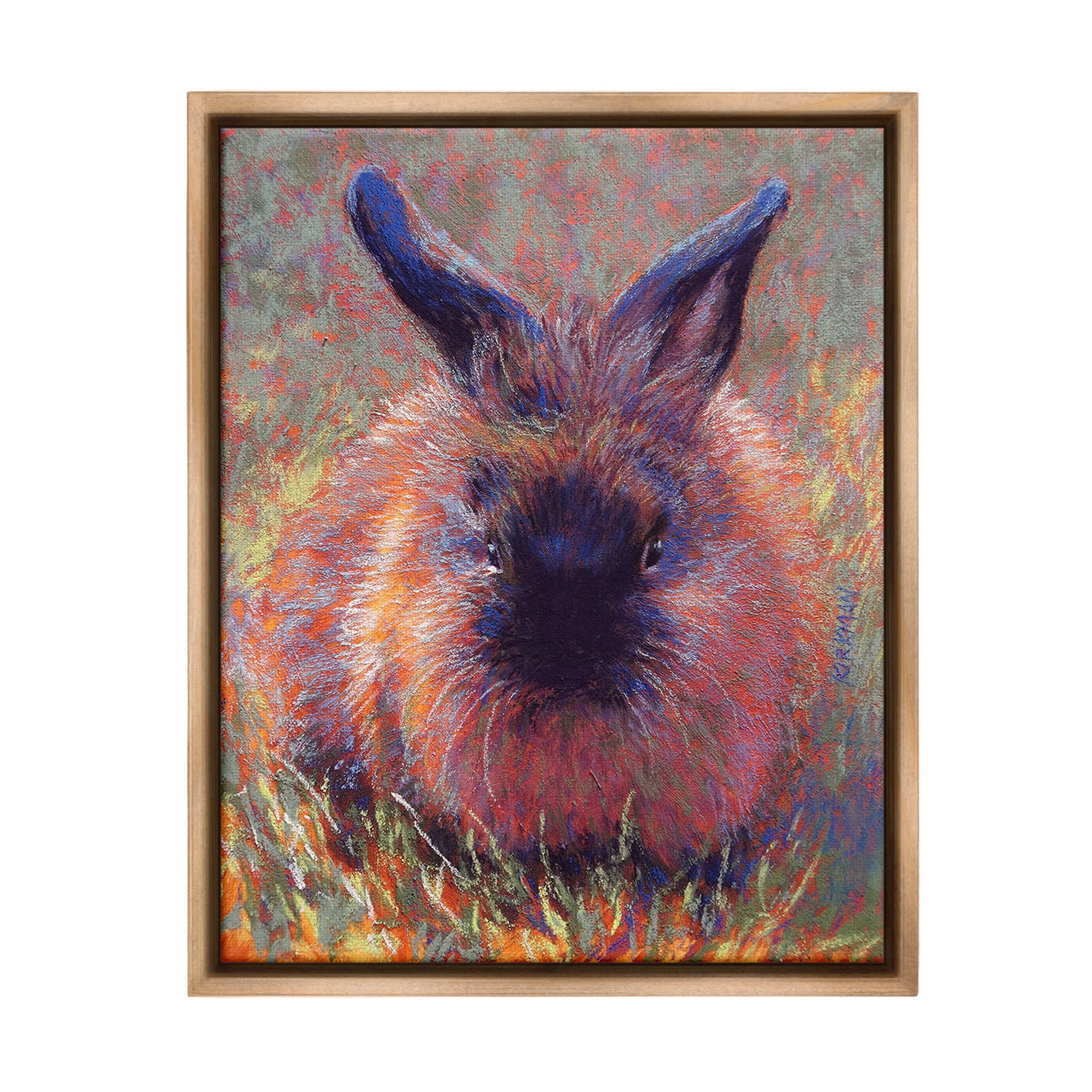 Stupell Industries Abstract Stippled Rabbit Animals & Insects Painting Brown Floater Framed Canvas Art Print Wall Art, 17 x 21