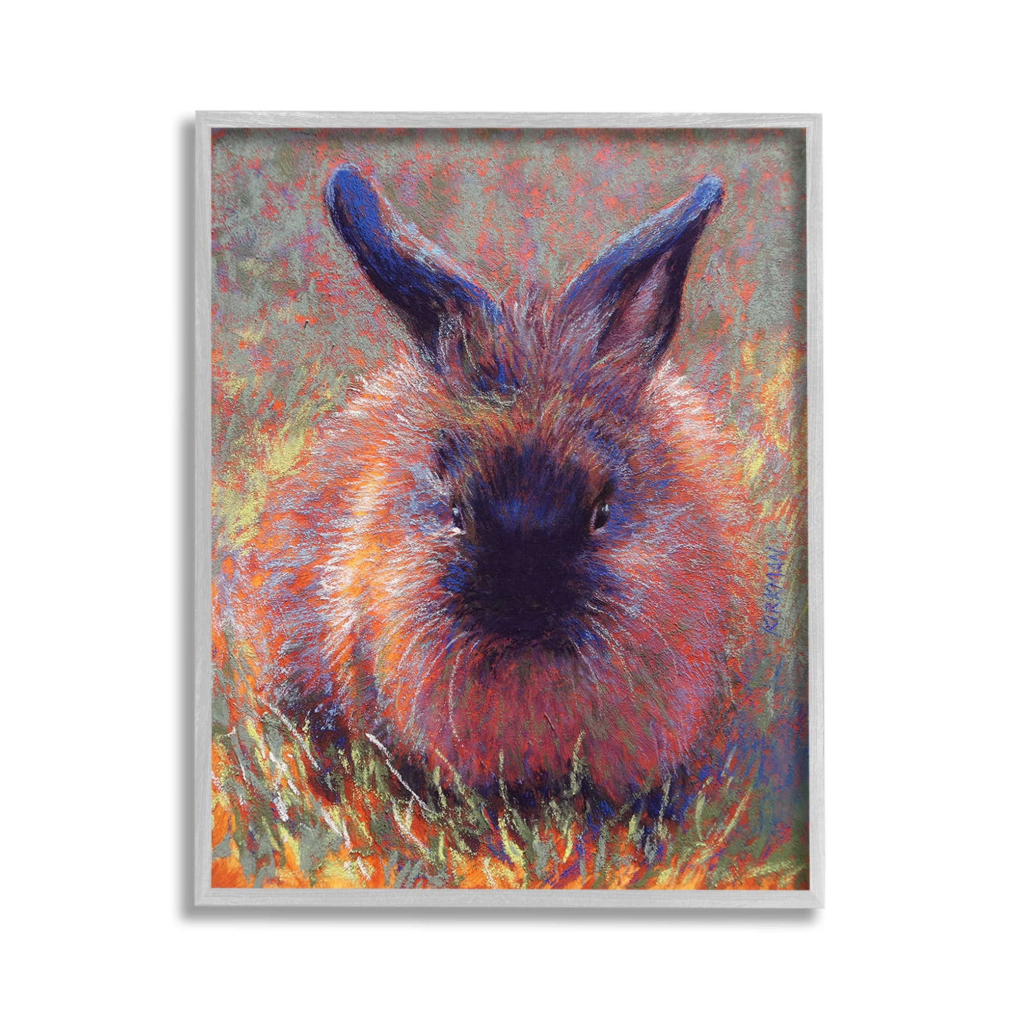Stupell Industries Abstract Stippled Rabbit Animals & Insects Painting Gray Framed Art Print Wall Art, 11 x 14