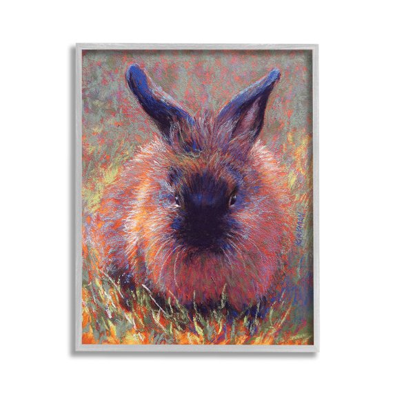 Stupell Industries Abstract Stippled Rabbit Animals & Insects Painting Gray Framed Art Print Wall Art, 11 x 14