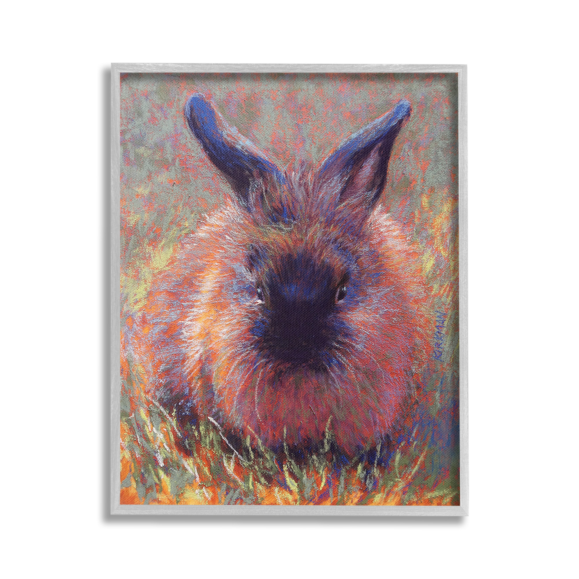 Stupell Industries Abstract Stippled Rabbit Animals & Insects Painting Gray Framed Art Print Wall Art, 24 x 30