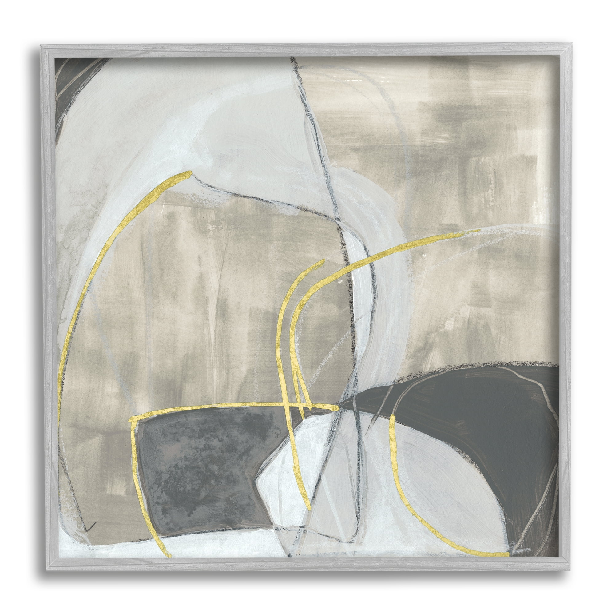 Stupell Industries Abstract Stone Arrangement Organic Round Circular Shapes Abstract Painting Gray Framed Art Print Wall Art, 12 x 12