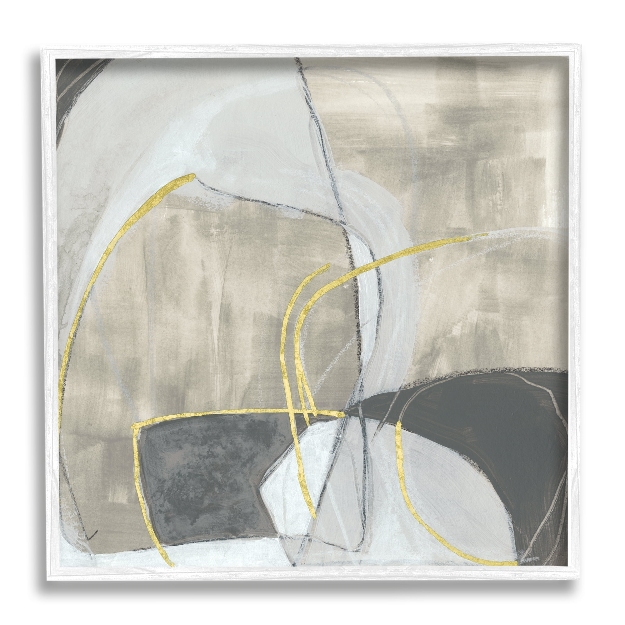 Stupell Industries Abstract Stone Arrangement Organic Round Circular Shapes Abstract Painting White Framed Art Print Wall Art, 12 x 12