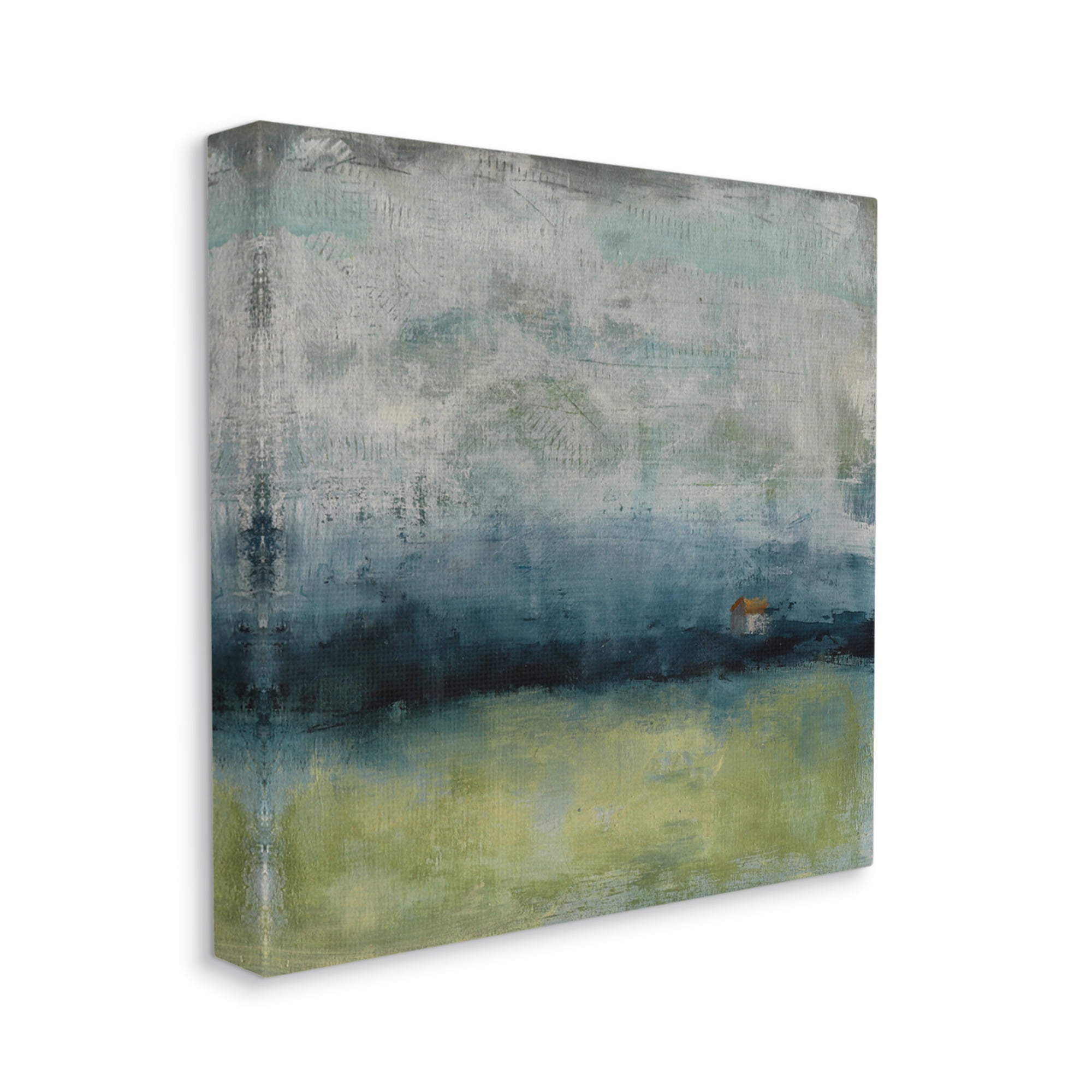 Stupell Industries Abstract Stormy County Home Landscape Murky Grey Sky Abstract Painting Gallery Wrapped Canvas Print Wall Art, 24 x 24
