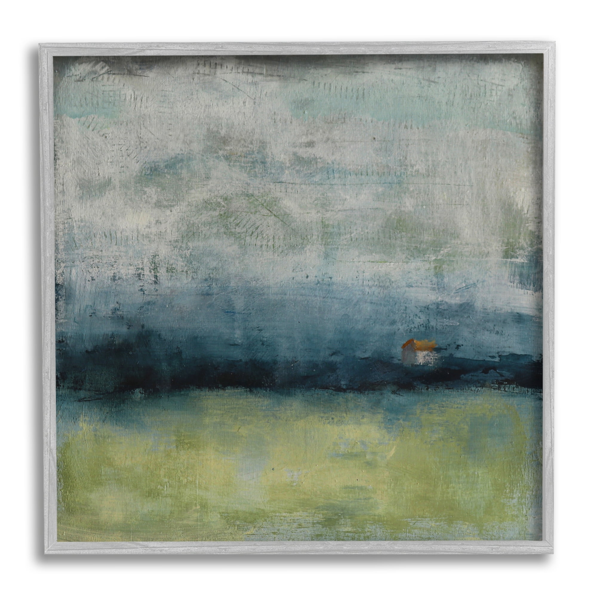 Stupell Industries Abstract Stormy County Home Landscape Murky Grey Sky Abstract Painting Gray Framed Art Print Wall Art, 12 x 12