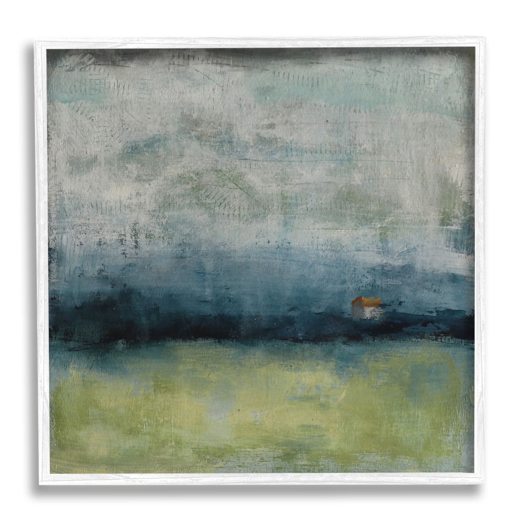 Stupell Industries Abstract Stormy County Home Landscape Murky Grey Sky Abstract Painting White Framed Art Print Wall Art, 12 x 12
