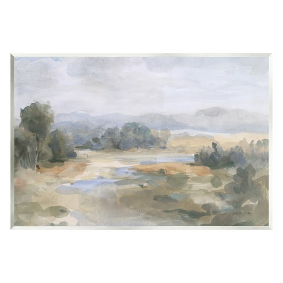 Stupell Industries Abstract Stream & Clouds Landscape Painting Unframed Art Print Wall Art, 19 x 13