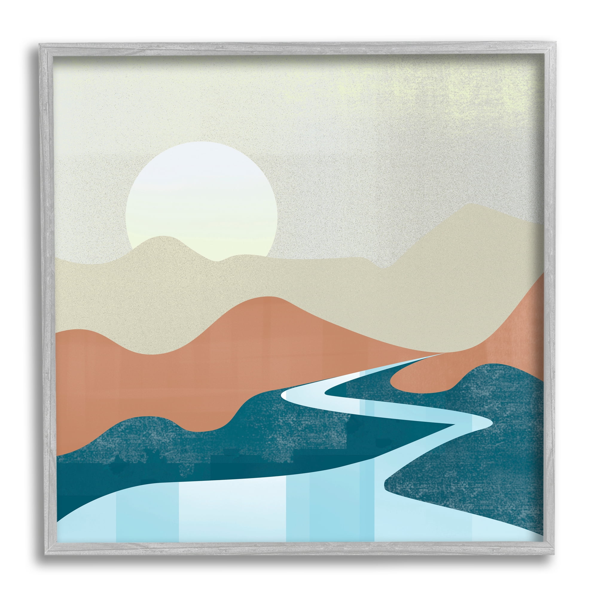 Stupell Industries Abstract Stream Landscape Nature Painting Gray Framed Art Print Wall Art, 12 x 12