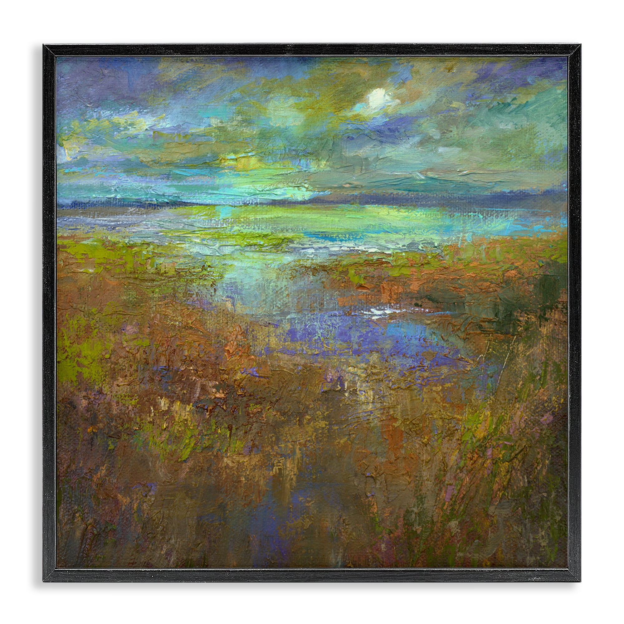 Stupell Industries Abstract Stream View Landscape & Nature Painting Black Framed Art Print Wall Art, 24 x 24
