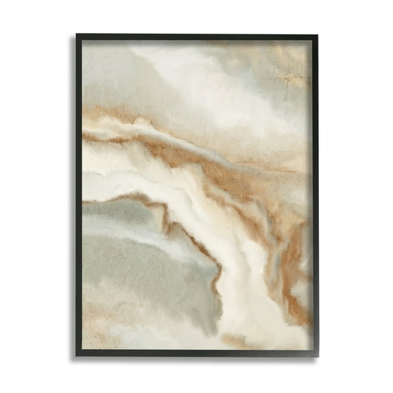 Stupell Industries Abstract Stream Water Design Brown Beige Gray Graphic Art Black Framed Art Print Wall Art, 16x20, by Kim Allen