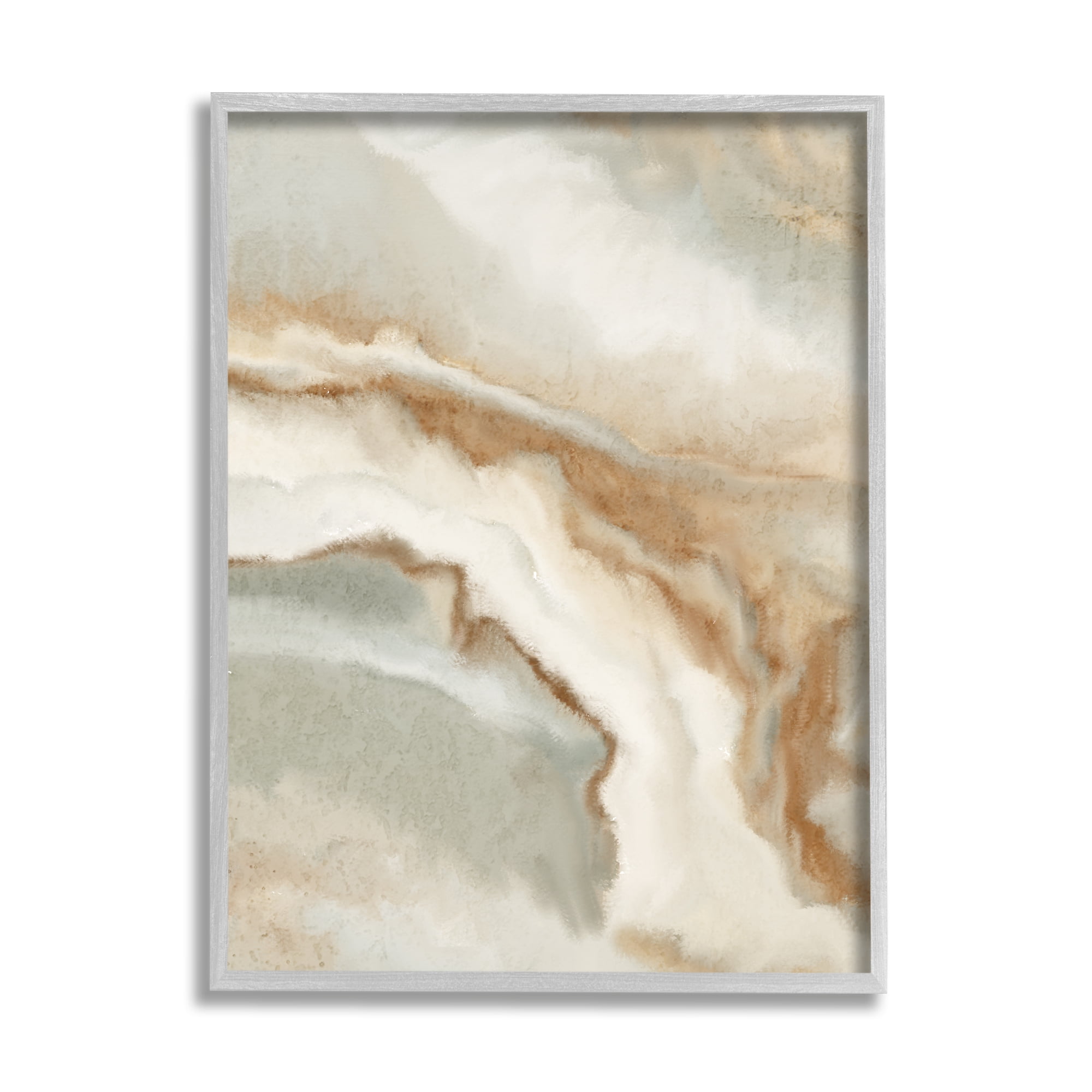 Stupell Industries Abstract Stream Water Design Brown Beige Gray Graphic Art Gray Framed Art Print Wall Art, 24x30, by Kim Allen