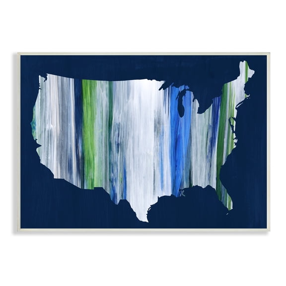 Stupell Industries Abstract Stripe United States of America Map , 19 x 13,Design by Grace Popp