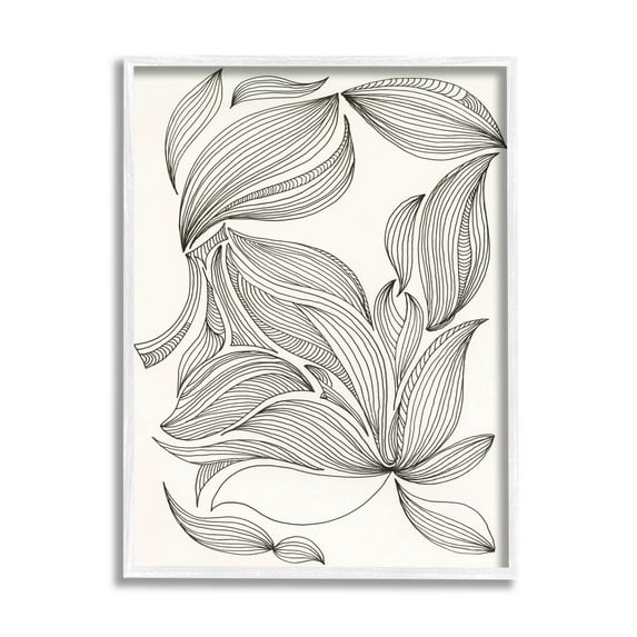 Stupell Industries Abstract Striped Floral Petals Graphic Art White Framed Art Print Wall Art, Design by Regina Moore