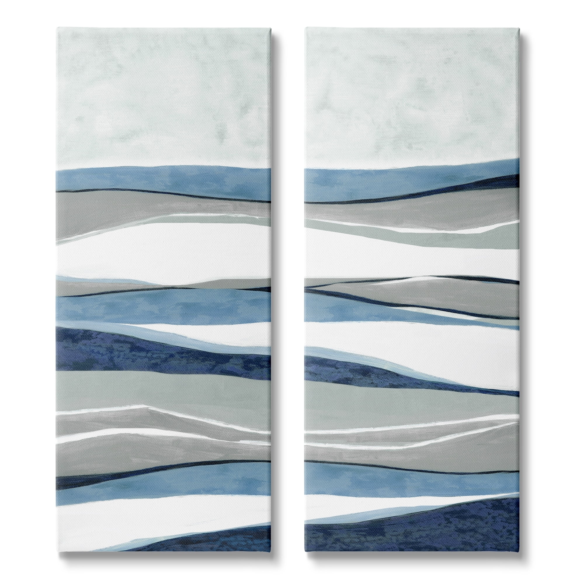 Stupell Industries Abstract Striped Landscape Flowing Waves Pattern Graphic Art Gallery Wrapped Canvas Print Wall Art, Set of 2, Design by Janet Tava