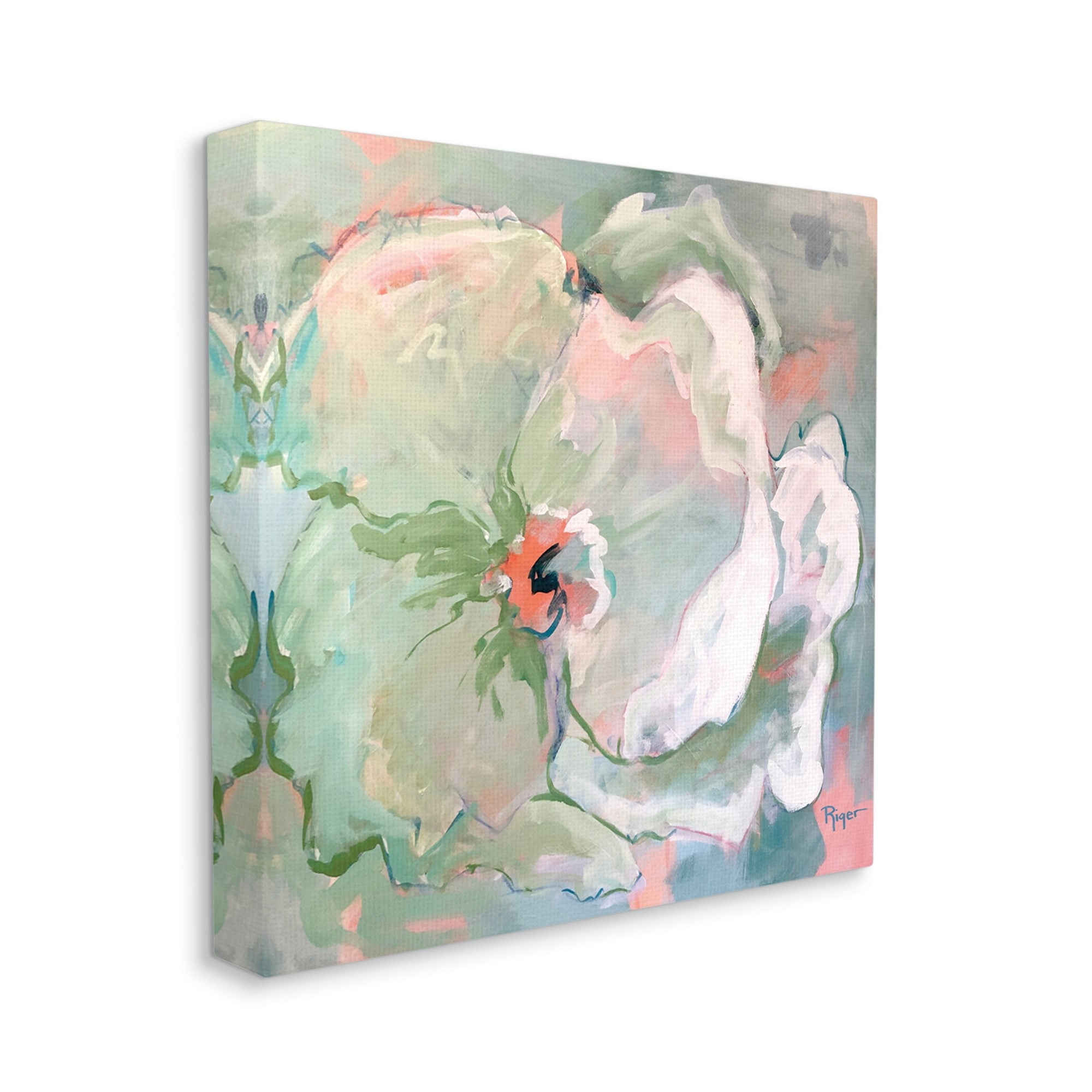 Stupell Industries Abstract Succulent Plant Bloom Green Pink White,24 x 24,Designed by Sue Riger