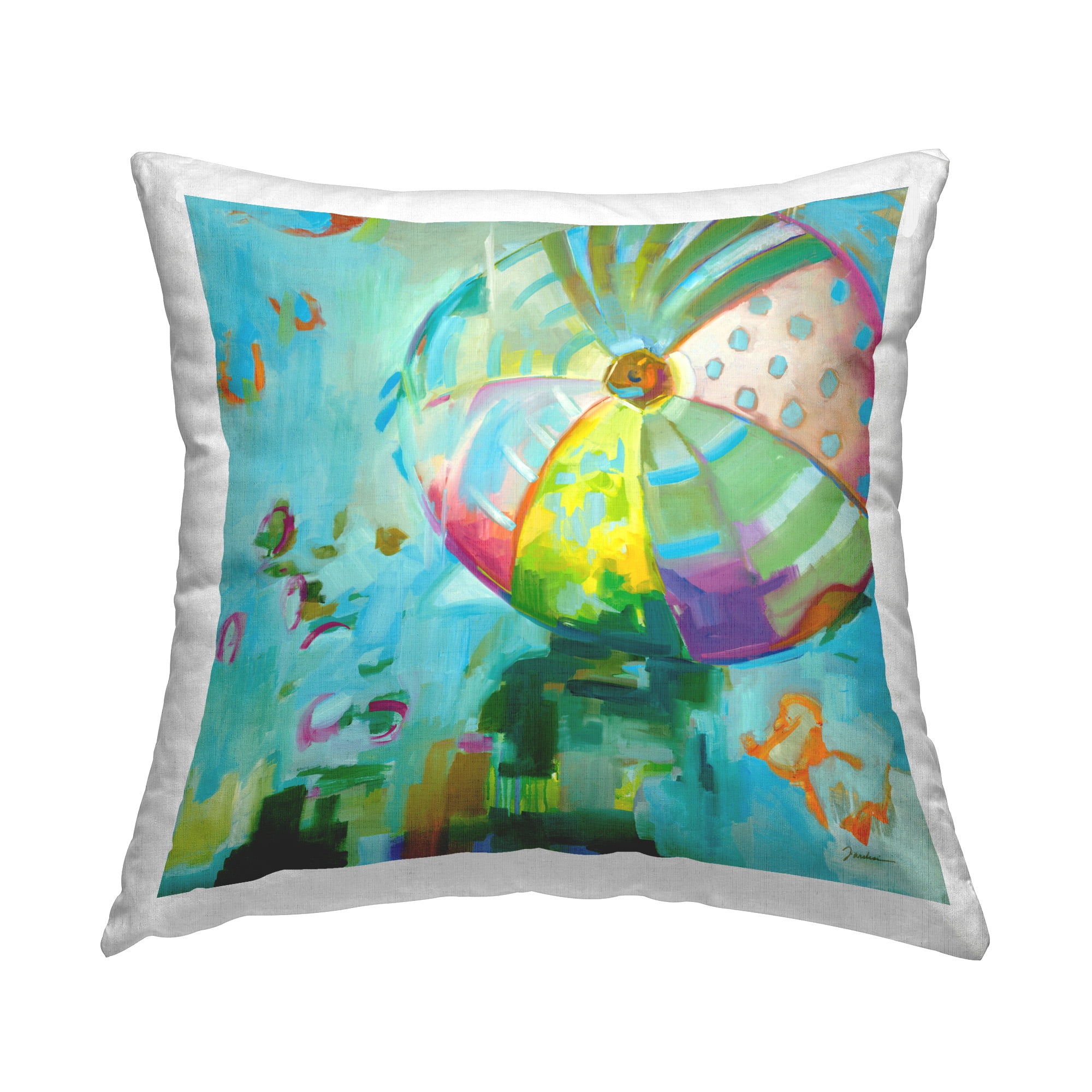 Stupell Industries Abstract Summer Beach Ball Decorative Printed Throw Pillow Design by Liz Jardine