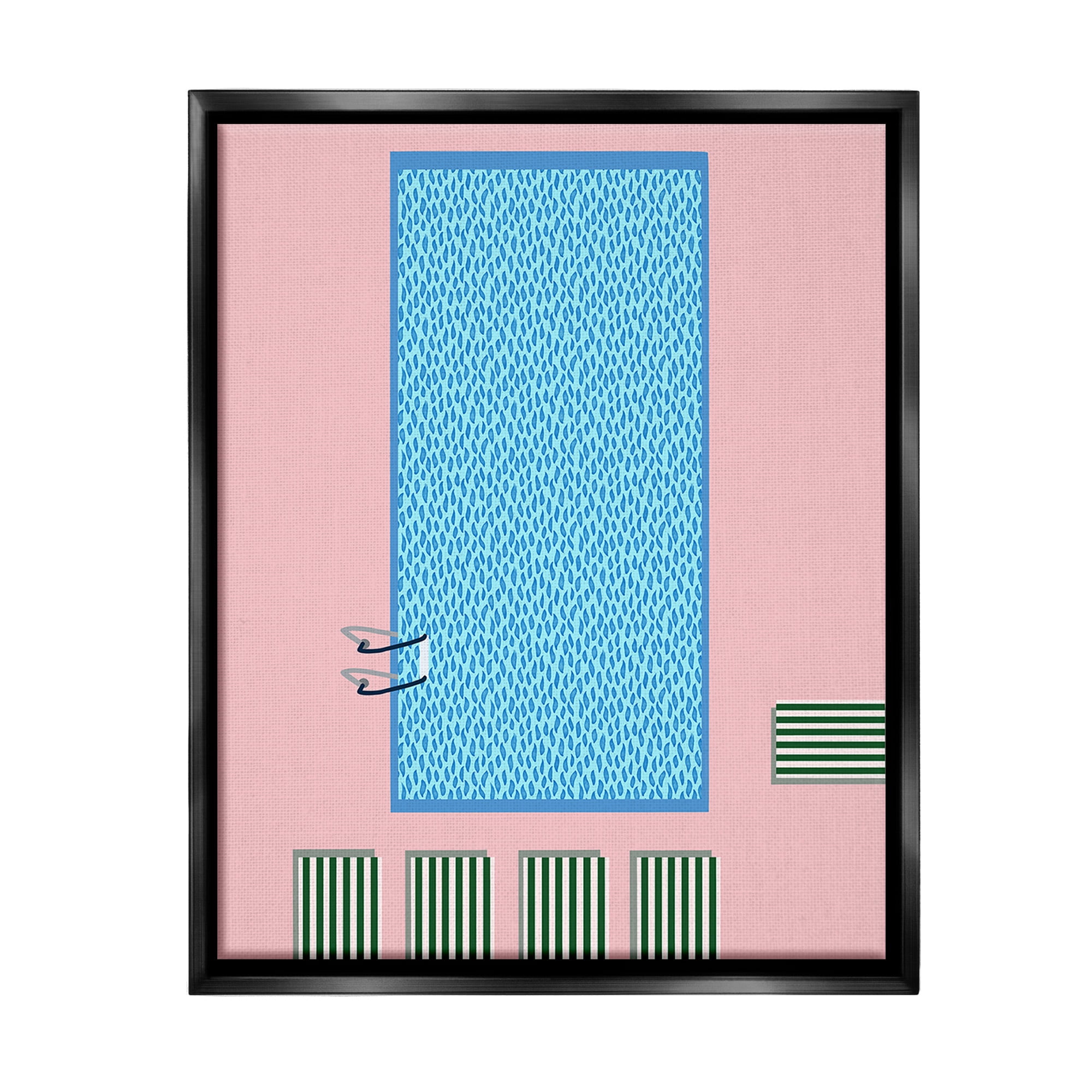 Stupell Industries Abstract Summer Pool Nature Painting Black Floater Framed Canvas Art Print Wall Art, 25 x 31