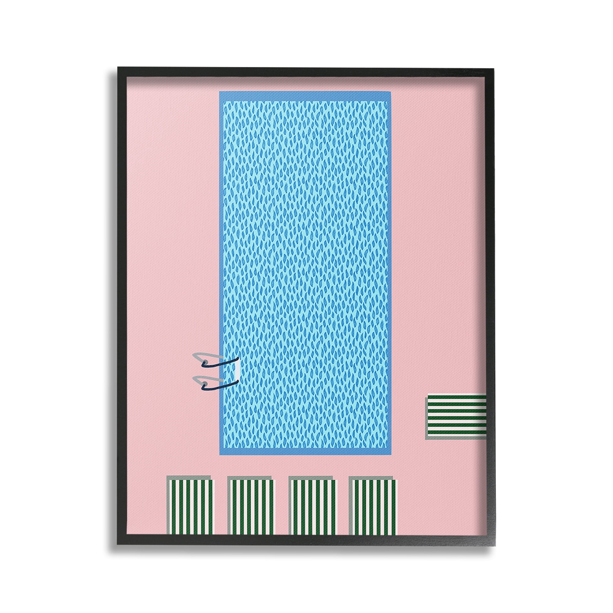 Stupell Industries Abstract Summer Pool Nature Painting Black Framed Art Print Wall Art, 24 x 30