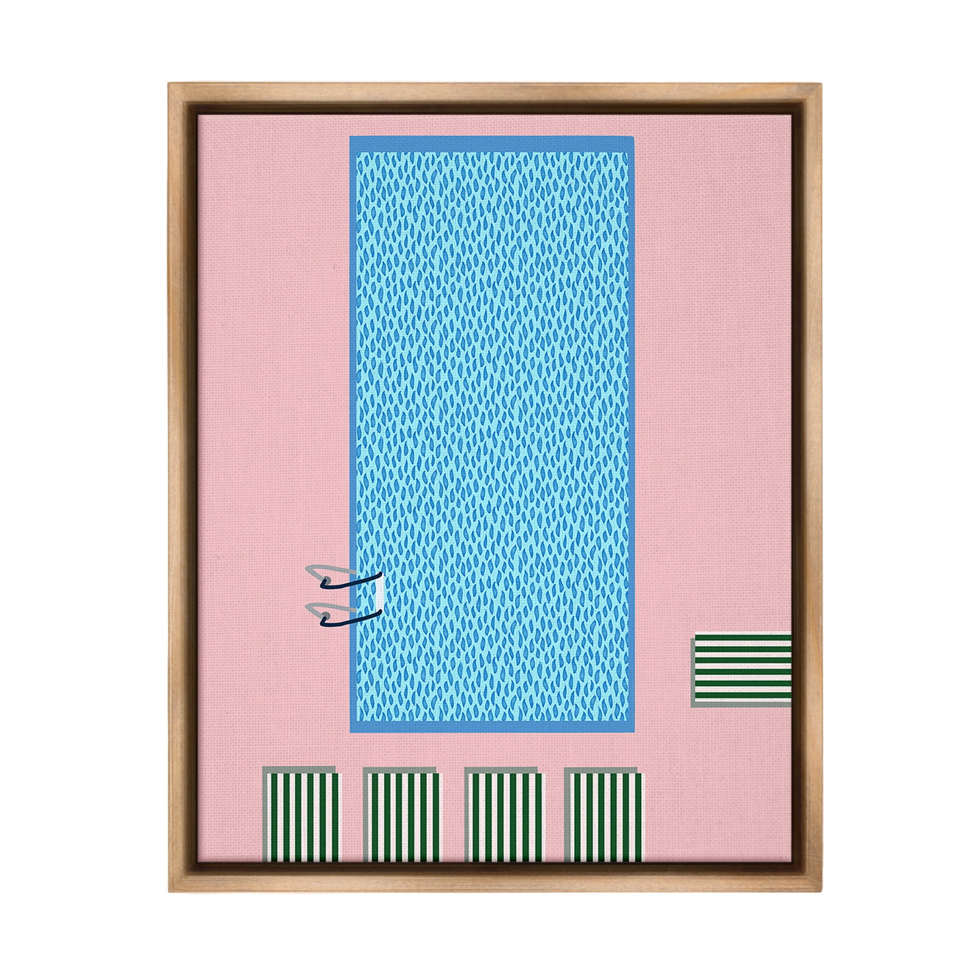 Stupell Industries Abstract Summer Pool Nature Painting Brown Floater Framed Canvas Art Print Wall Art, 17 x 21