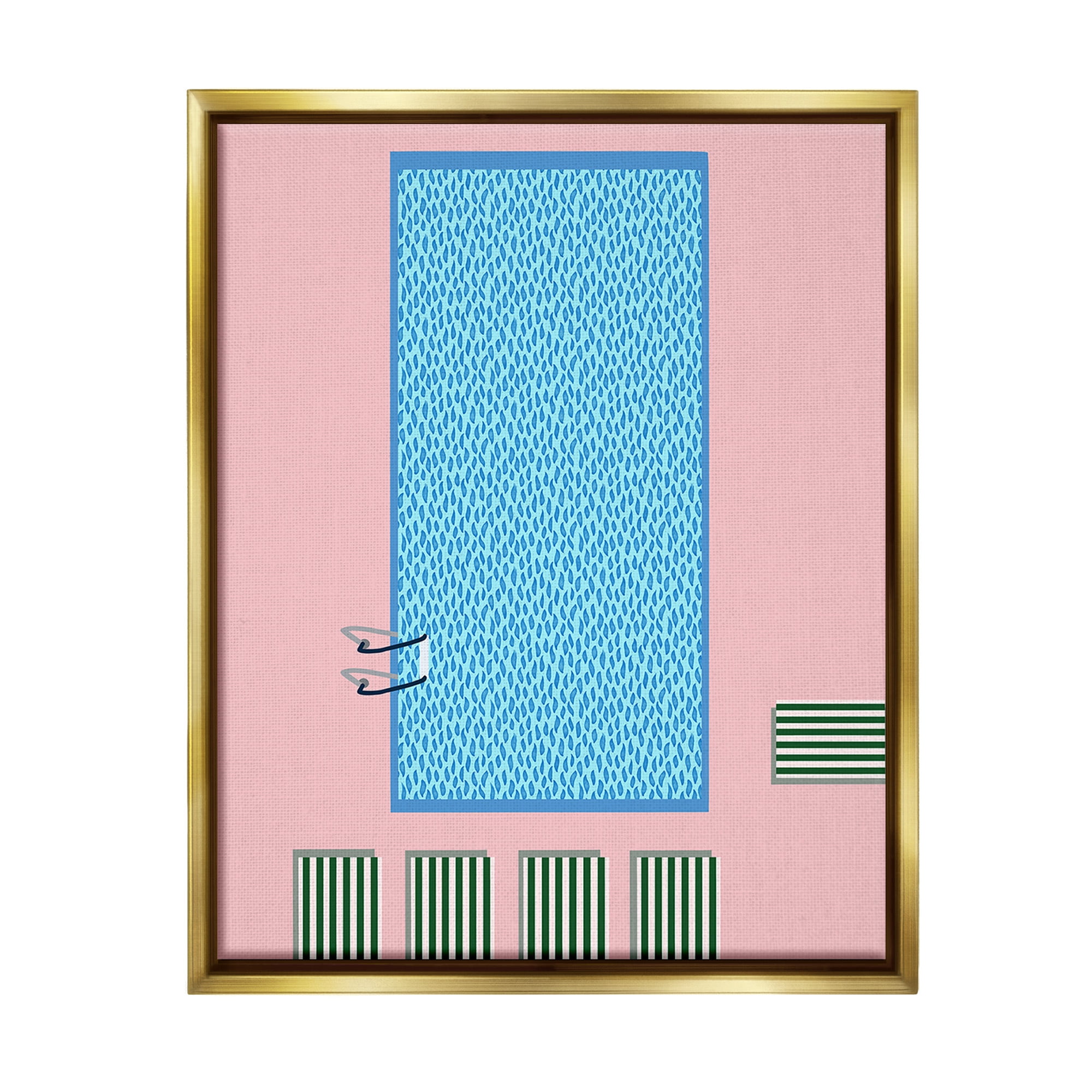 Stupell Industries Abstract Summer Pool Nature Painting Gold Floater Framed Canvas Art Print Wall Art, 17 x 21