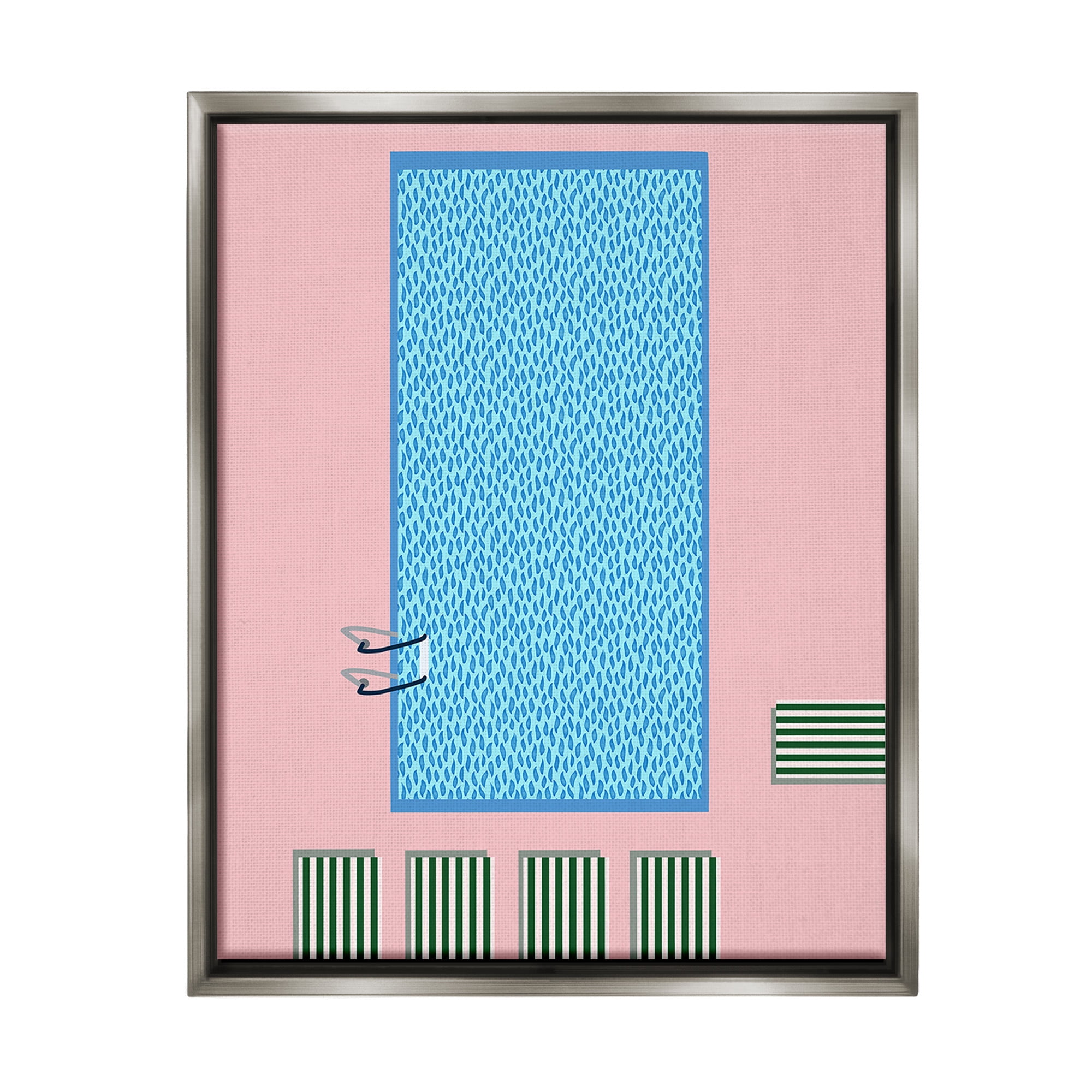 Stupell Industries Abstract Summer Pool Nature Painting Gray Floater Framed Canvas Art Print Wall Art, 17 x 21