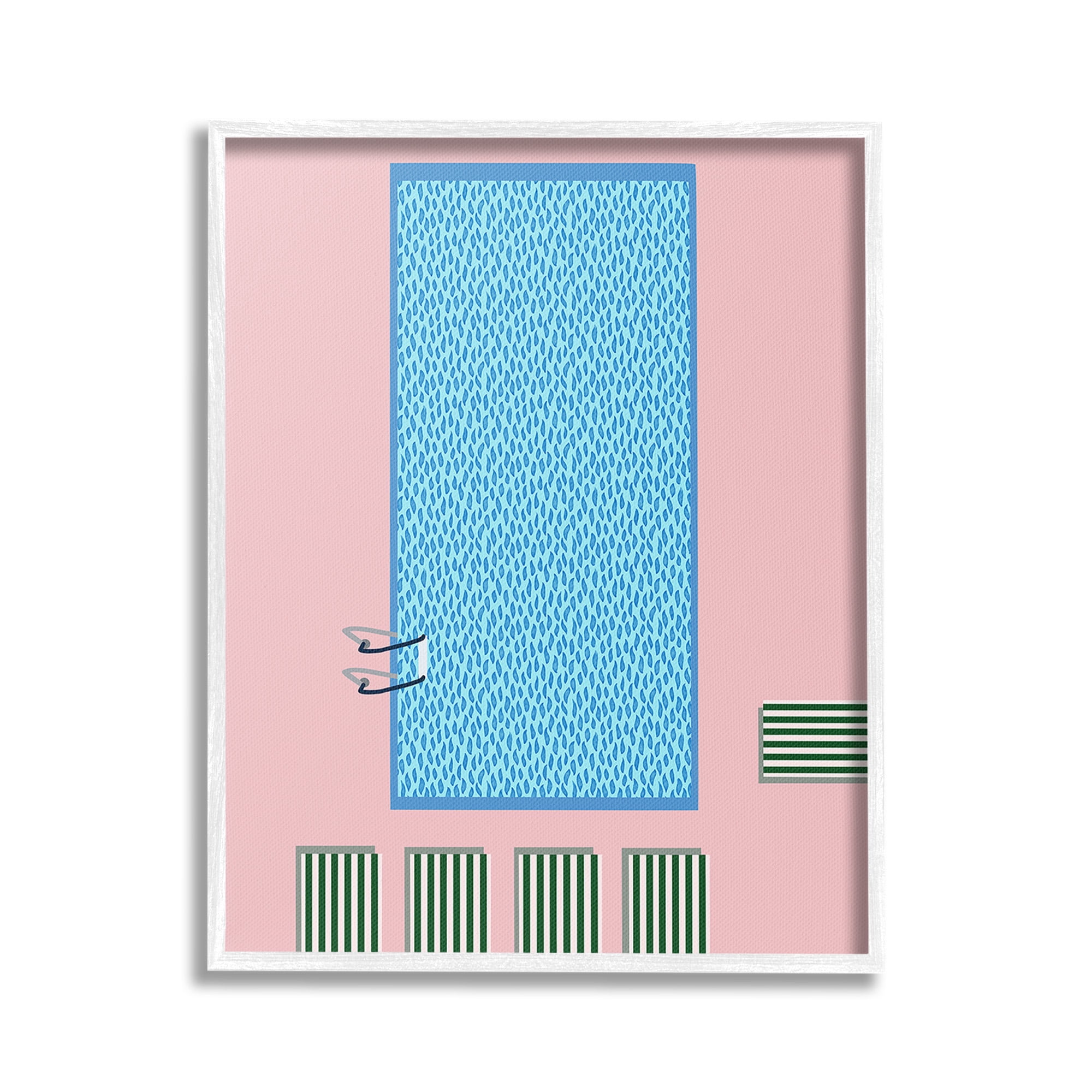 Stupell Industries Abstract Summer Pool Nature Painting White Framed Art Print Wall Art, 24 x 30