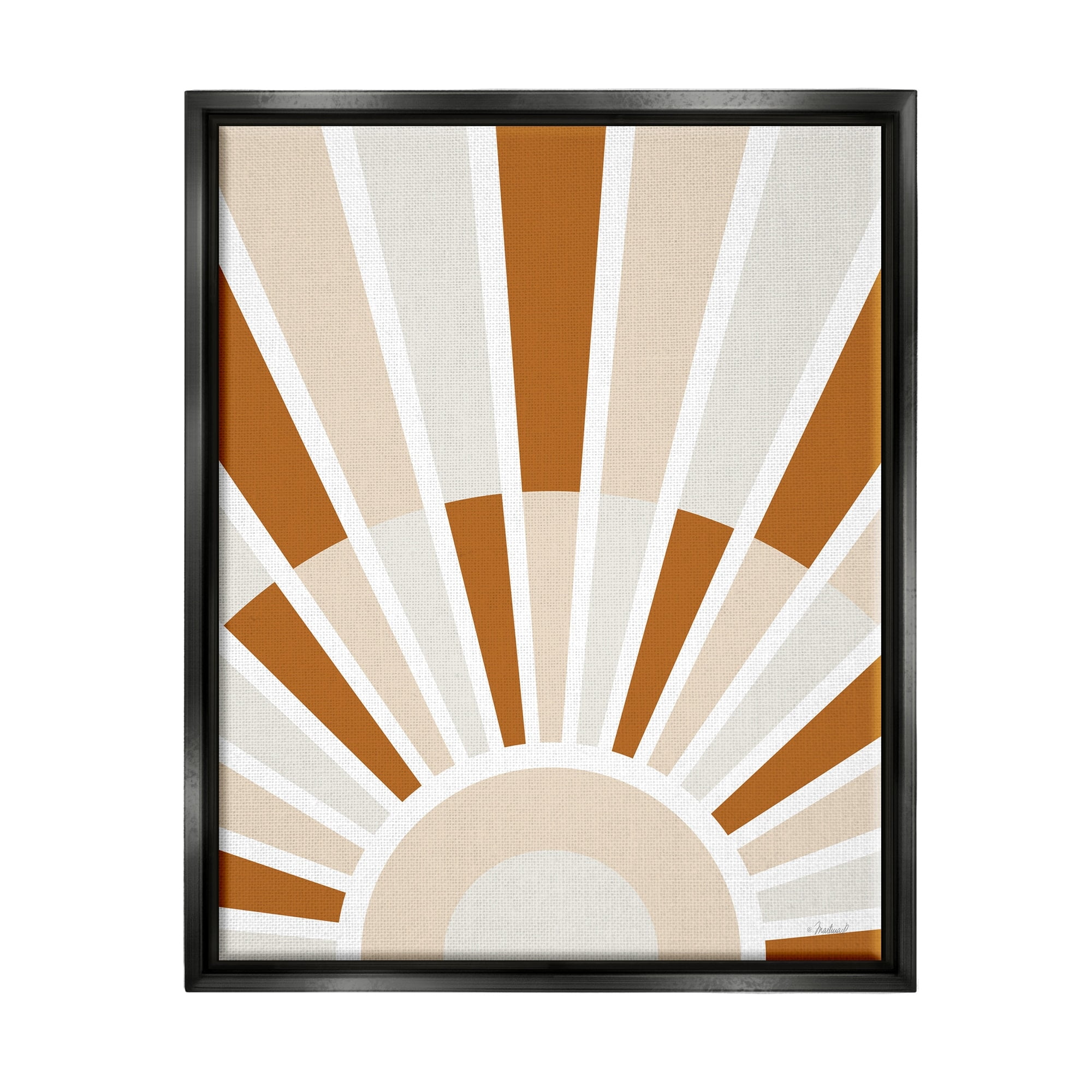 Stupell Industries Abstract Sun on Horizon Alternating Stripes Earth Tones Graphic Art Jet Black Floating Framed Canvas Print Wall Art, Design by Martina Pavlova