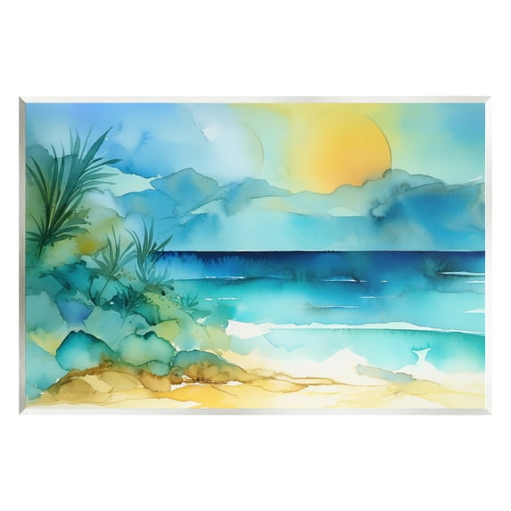 Stupell Industries Abstract Sun on Beach Landscape Painting Unframed Art Print Wall Art, 15 x 10