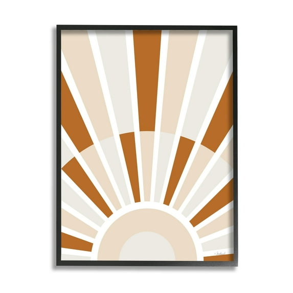 Stupell Industries Abstract Sun on Horizon Alternating Stripes Earth Tones Graphic Art Black Framed Art Print Wall Art, Design by Martina Pavlova
