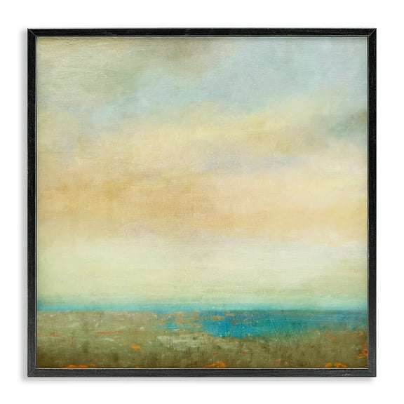 Stupell Industries Abstract Sunlit landscape Landscape Painting Black Framed Art Print Wall Art, 12 x 12