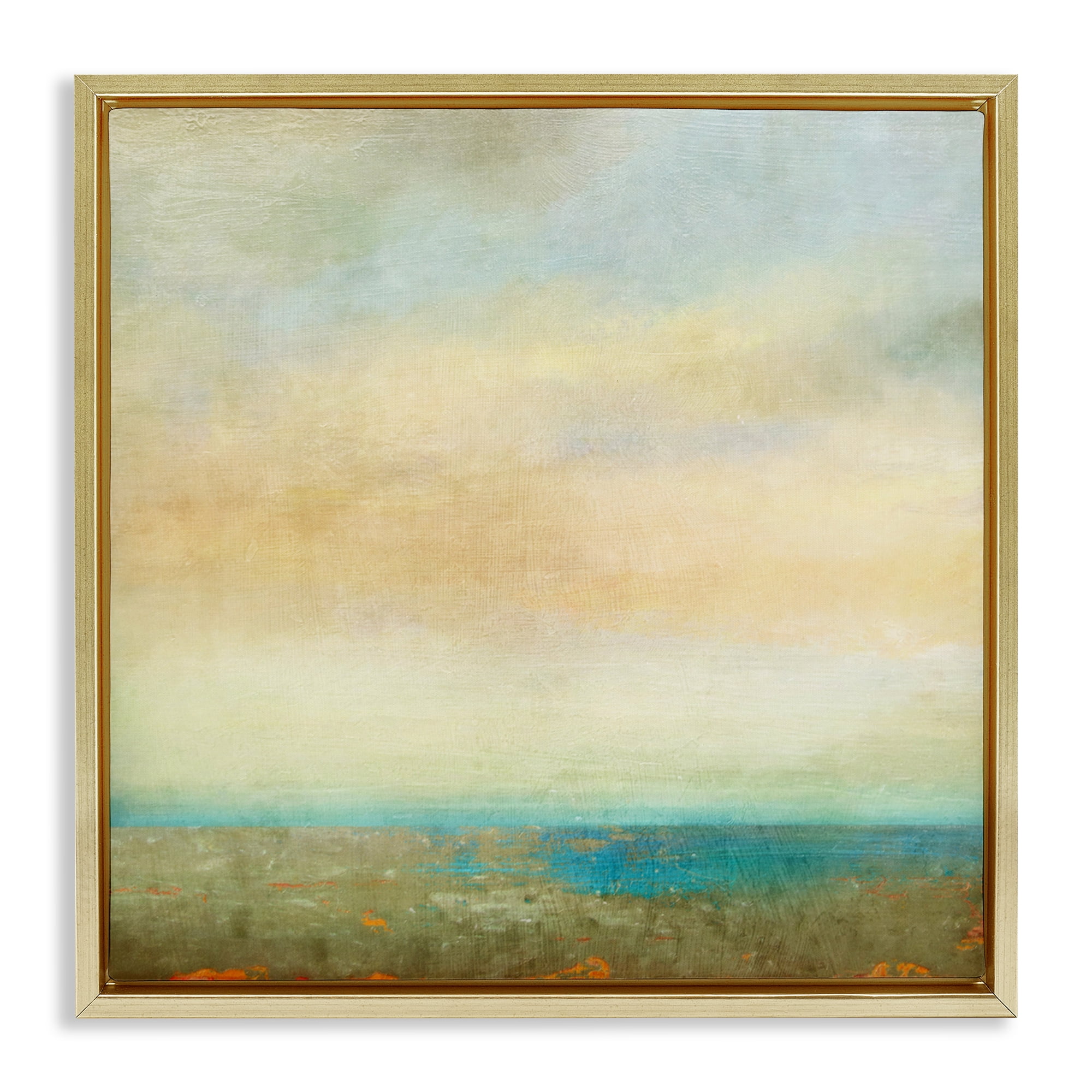 Stupell Industries Abstract Sunlit landscape Landscape Painting Gold Floater Framed Canvas Art Print Wall Art, 25 x 25