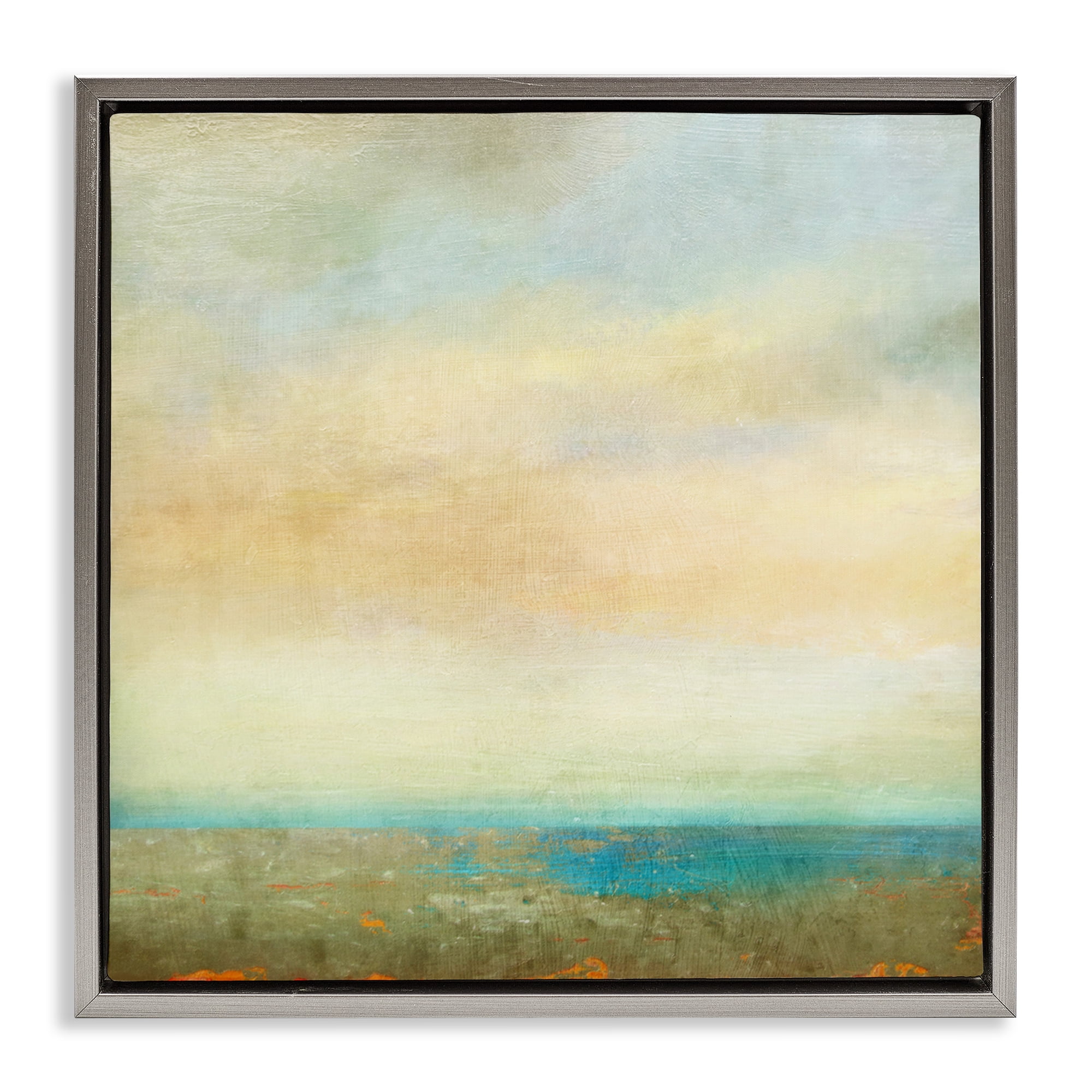 Stupell Industries Abstract Sunlit landscape Landscape Painting Gray Floater Framed Canvas Art Print Wall Art, 18 x 18