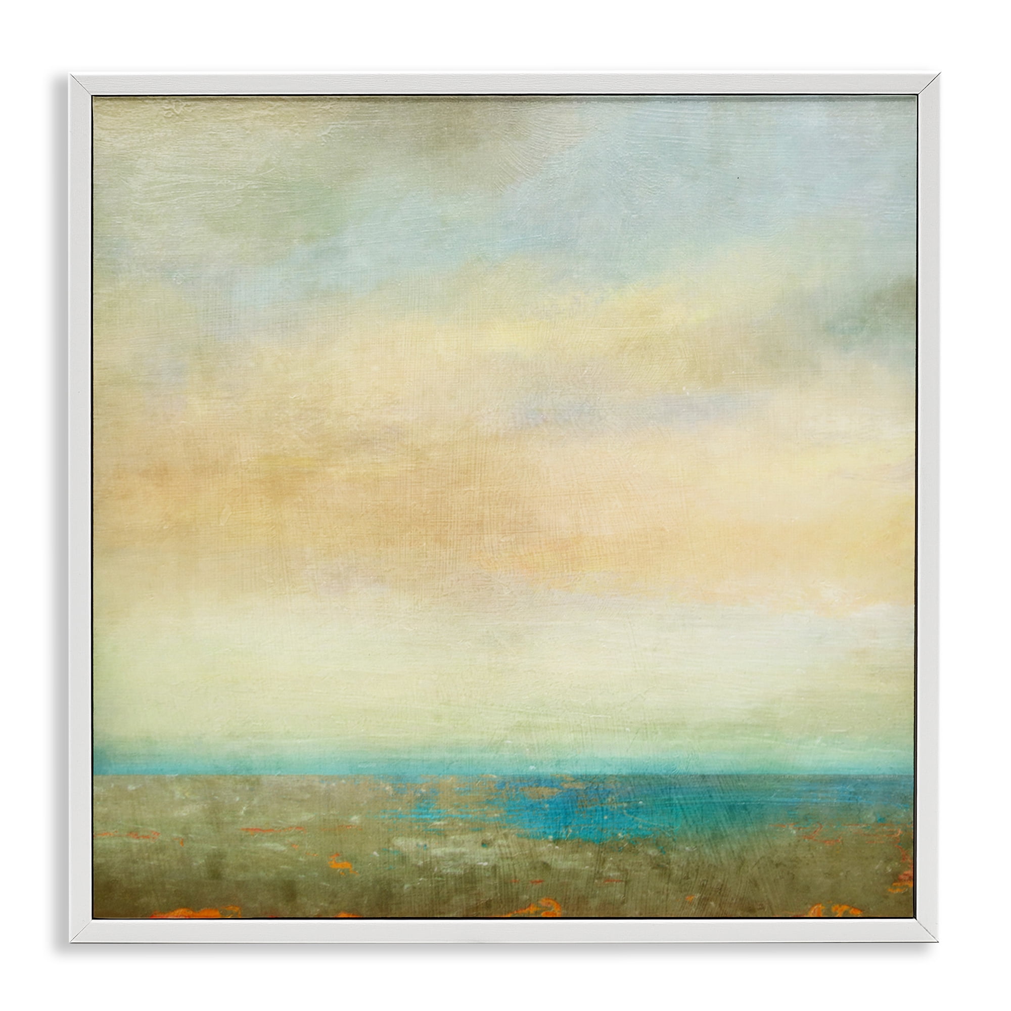 Stupell Industries Abstract Sunlit landscape Landscape Painting White Framed Art Print Wall Art, 24 x 24