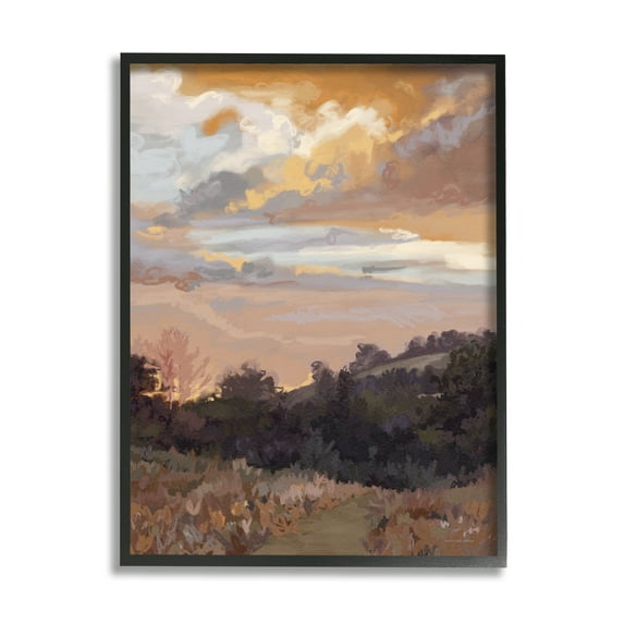 Stupell Industries Abstract Sunrise Landscape Landscape Painting Black Framed Art Print Wall Art, 11 x 14